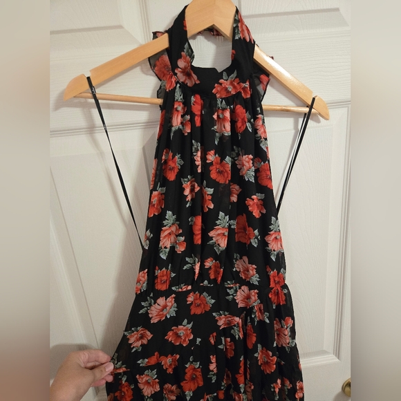 Lulu's Black and Red Floral Backless Dress Jane Anne Size XL - Picture 11 of 15